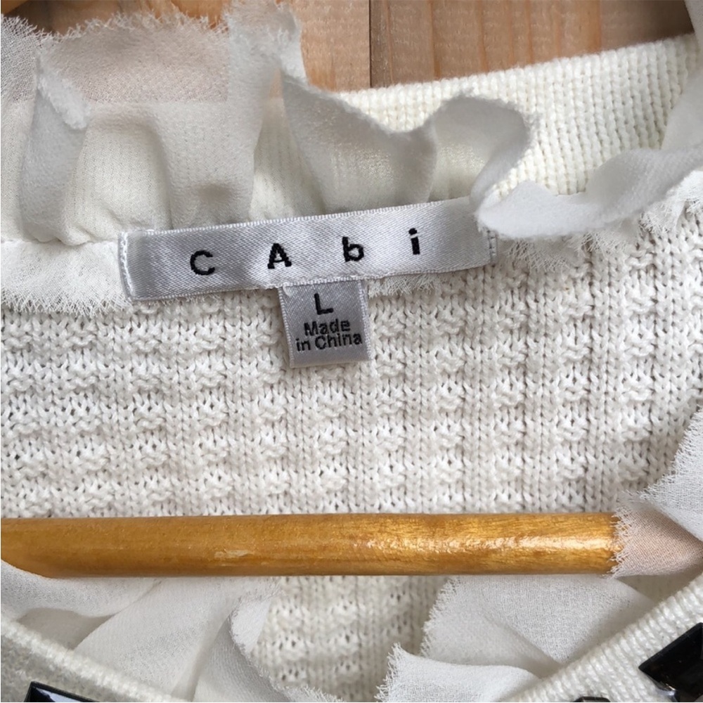 CAbi Gabriella Embellished Jeweled
Chiffon Waffle Knit Sweater Large - Picture 5 of 6